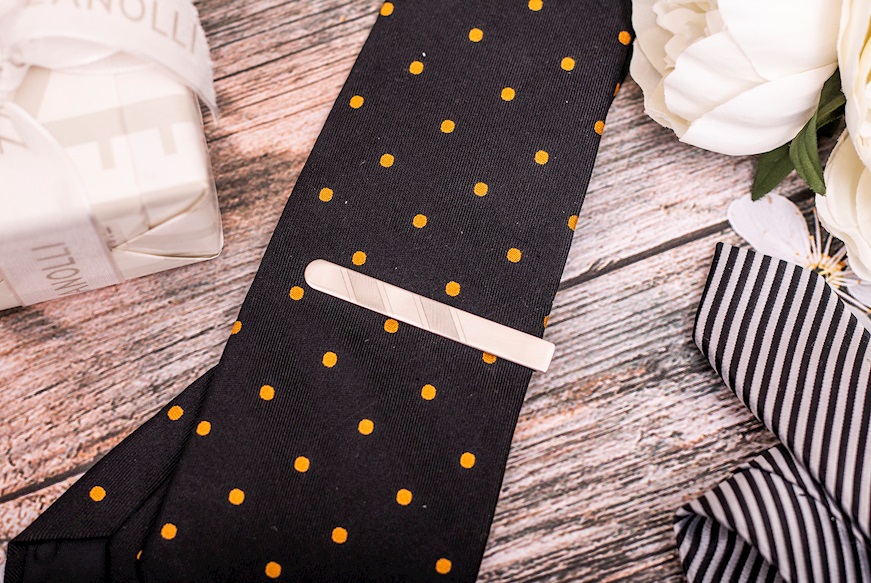 Tie clip silver with double satin band Selezione Zanolli