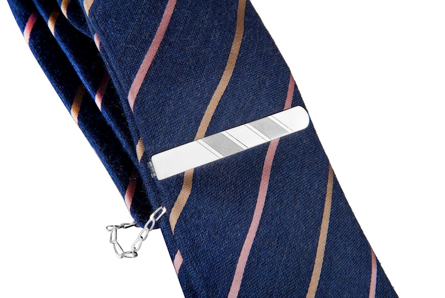 Tie clip silver with double satin band Selezione Zanolli