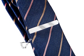 Fermacravatta argento con doppia fascia satinata Selezione Zanolli