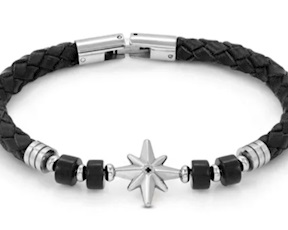 Bracelet Atlante steel with black agate and wind rose Nomination