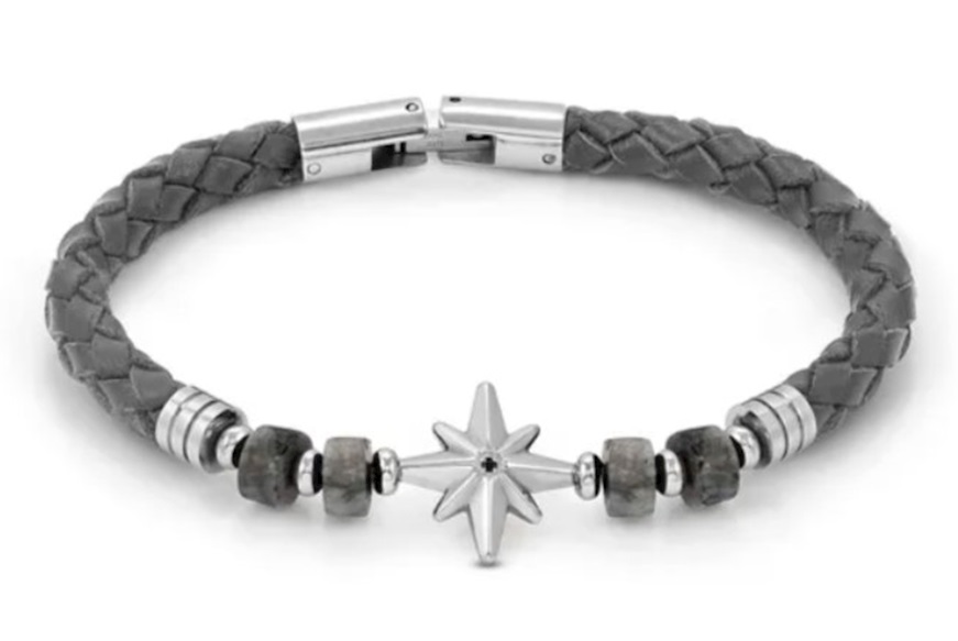Bracciale Uomo Atlante acciaio con rosa dei venti a diaspro grigio Nomination