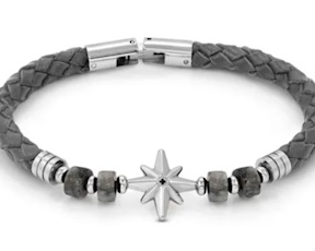 Bracciale uomo Atlante acciaio con rosa dei venti e diaspro grigio Nomination