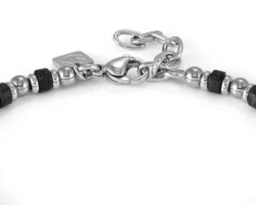10:10 Bracciale In Pietre Naturali Diaspro Verde 6mm E Acciaio Inox, Prodotto In Italia, Regolabile