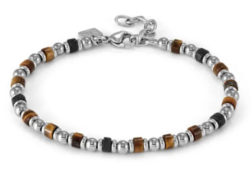 Bracciale Uomo Instinctstyle Sea acciaio malachite e pietra lavica Nomination