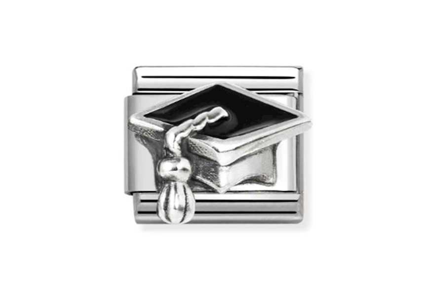 Black Graduation Hat Composable steel silver and enamel Nomination