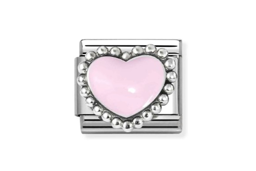 Pink Bold Heart Composable steel silver and enamel Nomination