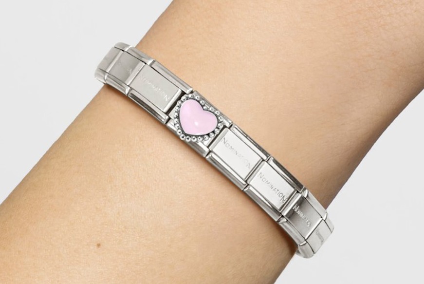 Pink Bold Heart Composable steel silver and enamel Nomination