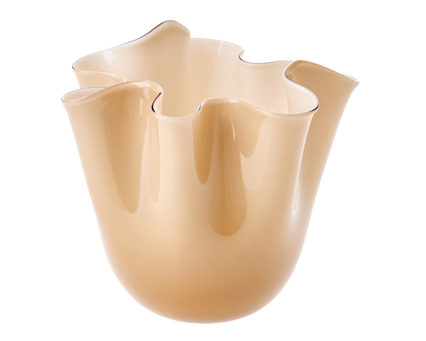 Vaso Fazzoletto vetro di Murano opalino moka Venini
