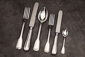 Servizio posate argento 3239 grammi 72 pezzi in stile Mauriziano usato ricondizionato Zanolli Vintage