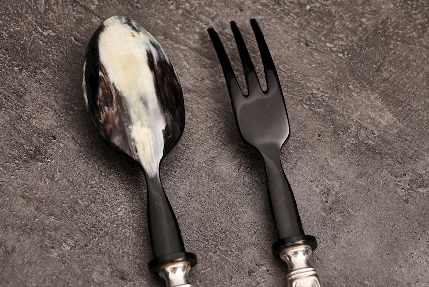 Coppia posate insalata argento 40 grammi 2 pezzi in stile Mauriziano usato ricondizionato Zanolli Vintage