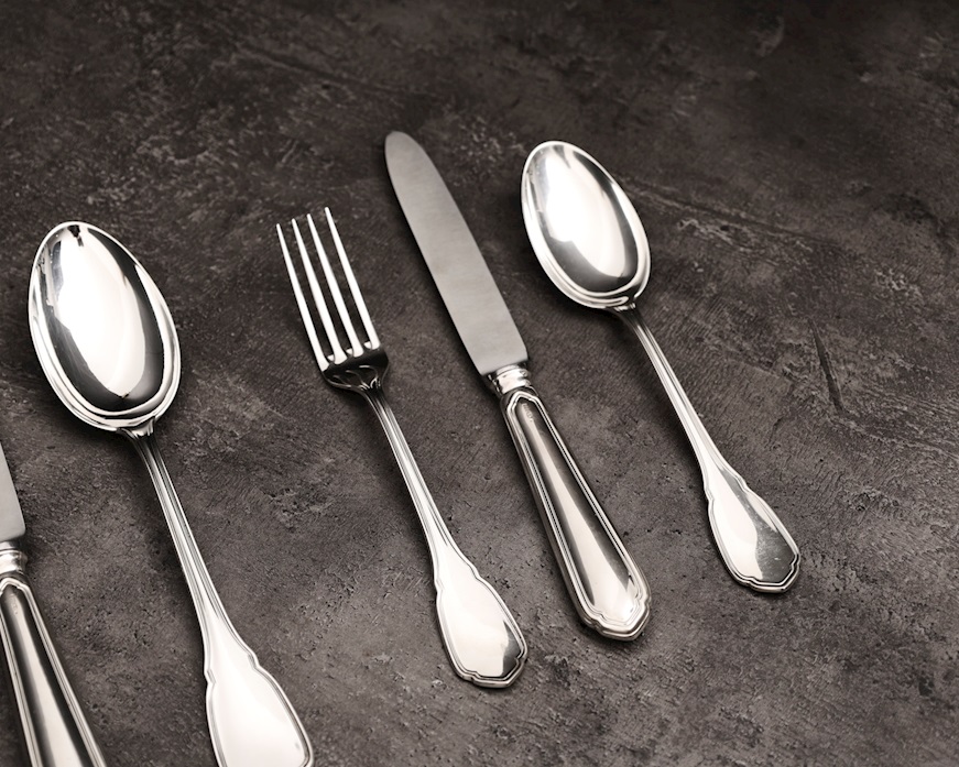 Servizio posate argento 2785 grammi 72 pezzi in stile Settecento usato ricondizionato Zanolli Vintage
