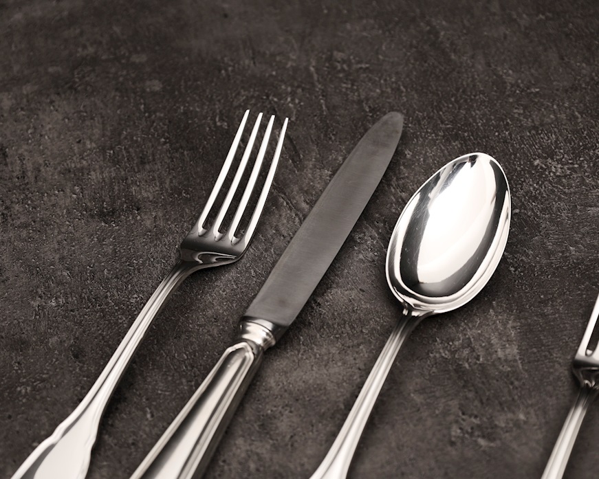 Servizio posate argento 2785 grammi 72 pezzi in stile Settecento usato ricondizionato Zanolli Vintage