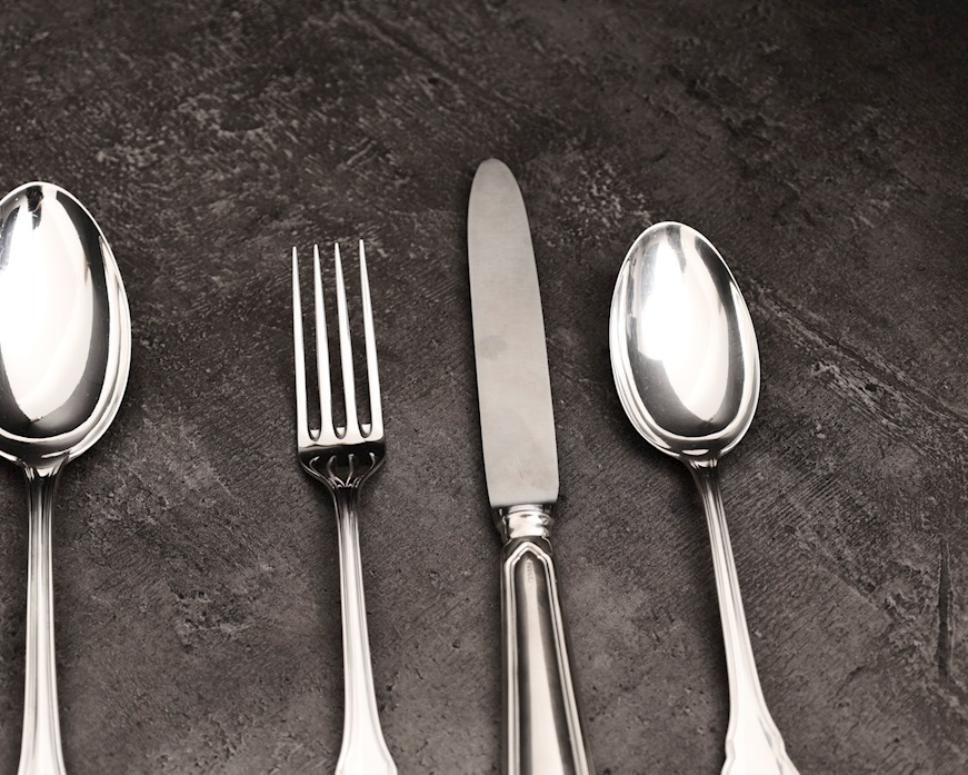 Servizio posate argento 2785 grammi 72 pezzi in stile Settecento usato ricondizionato Zanolli Vintage