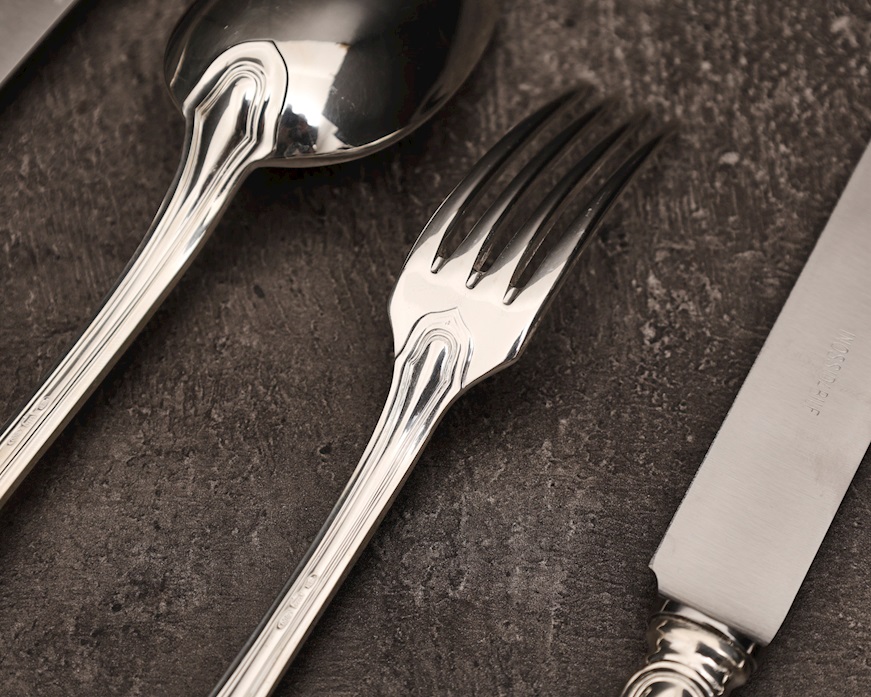 Servizio posate argento 3379 grammi 60 pezzi in stile Barocchino usato ricondizionato Zanolli Vintage