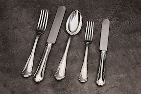 Servizio posate argento 3379 grammi 60 pezzi in stile Barocchino usato ricondizionato Zanolli Vintage