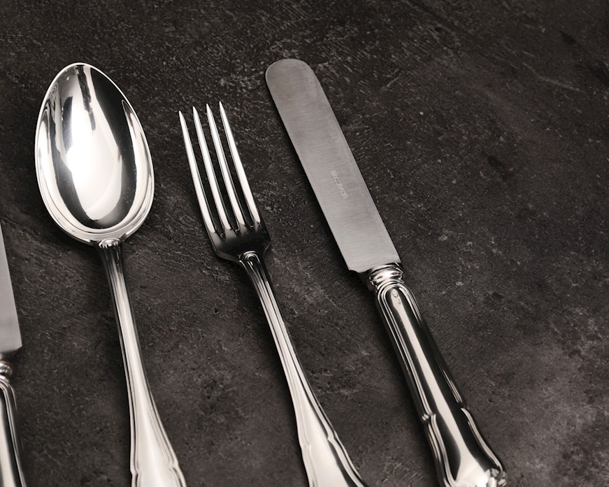 Servizio posate argento 3379 grammi 60 pezzi in stile Barocchino usato ricondizionato Zanolli Vintage