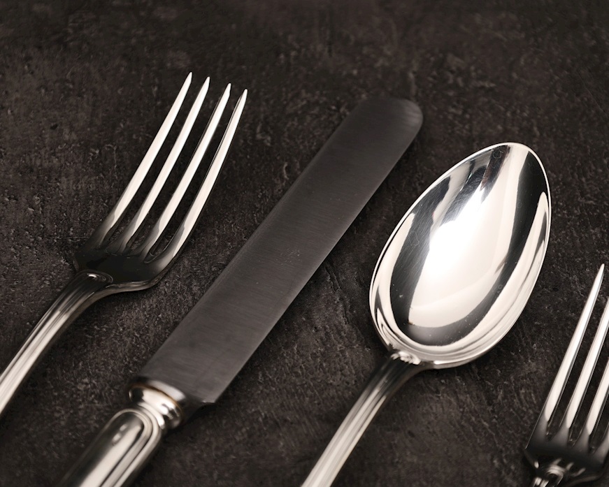 Servizio posate argento 3379 grammi 60 pezzi in stile Barocchino usato ricondizionato Zanolli Vintage