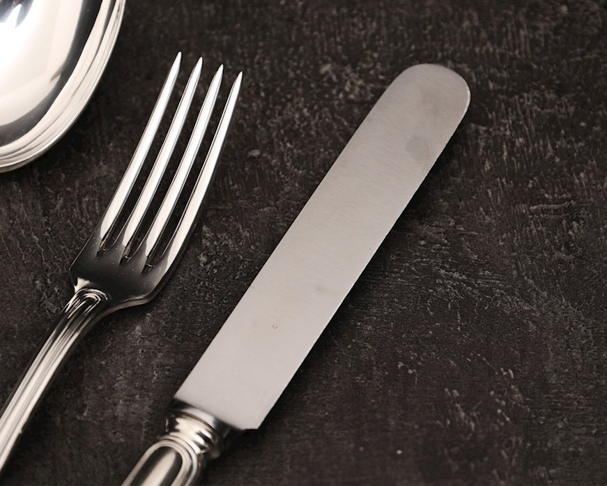 Servizio posate argento 3379 grammi 60 pezzi in stile Barocchino usato ricondizionato Zanolli Vintage