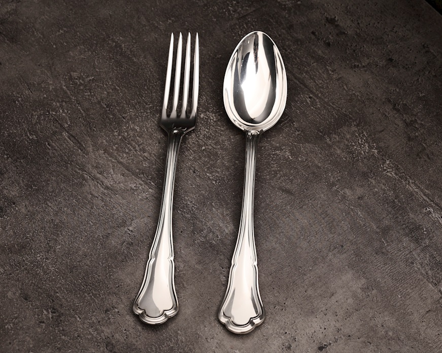 Legumes cutlery set silver 319 grammi 2 pieces in Baroque style Zanolli Vintage