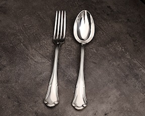 Legumes cutlery set silver 319 grammi 2 pieces in Baroque style Zanolli Vintage