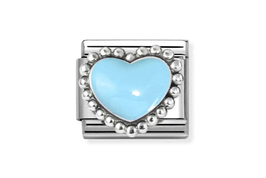 Blue Bold Heart Composable steel silver and enamel Nomination