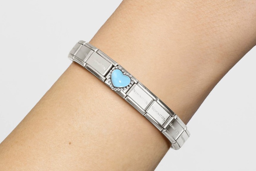 Blue Bold Heart Composable steel silver and enamel Nomination