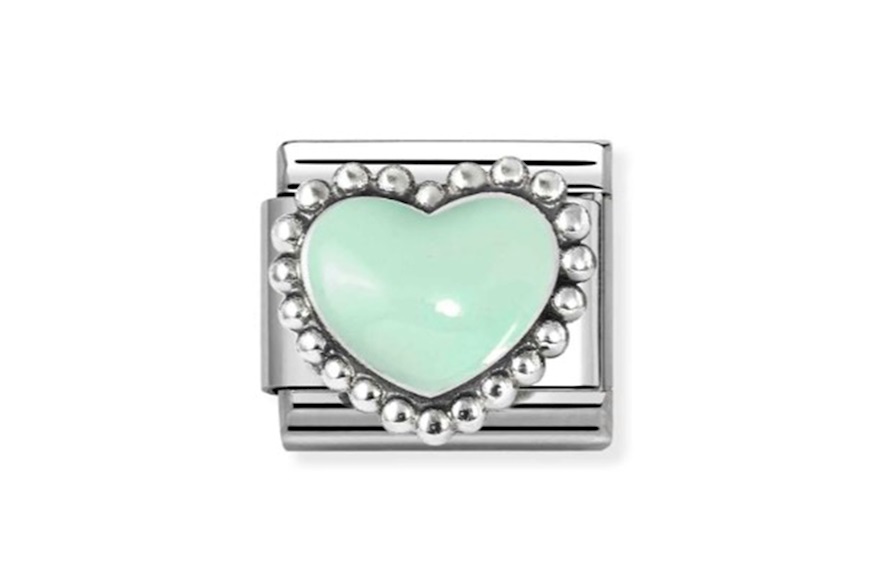 Green Bold Heart Composable steel silver and enamel Nomination