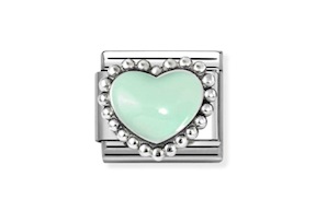 Cuore Bombato Verde Composable acciaio argento e smalto Nomination