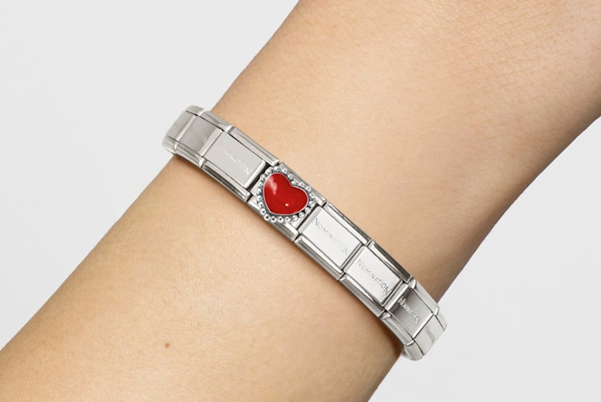 Red Bold Heart Composable steel silver and enamel Nomination