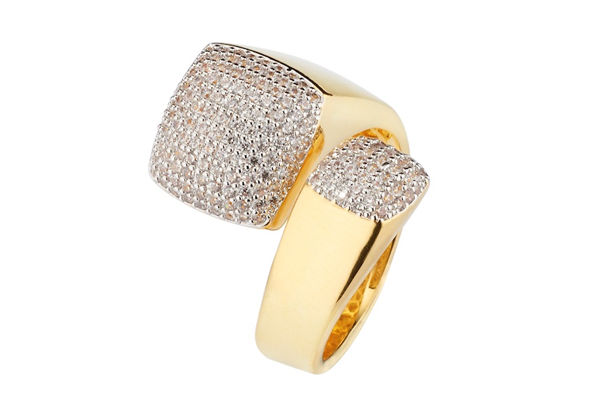 Anello ottone dorato e zirconi Sovrani