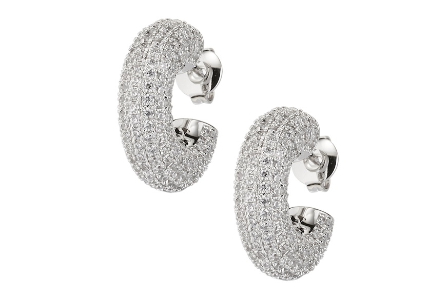 Earrings brass in rhodium-plated brass and zirconia Sovrani