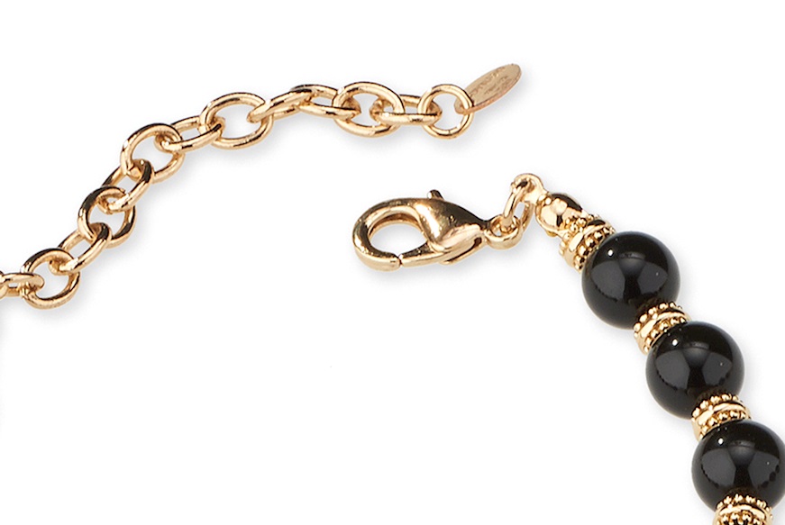 Bracelet brass with black agate and white polymer Sovrani