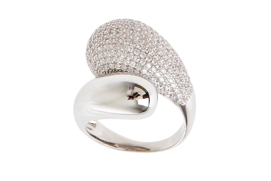 Ring brass in rhodium-plated brass and zirconia Sovrani