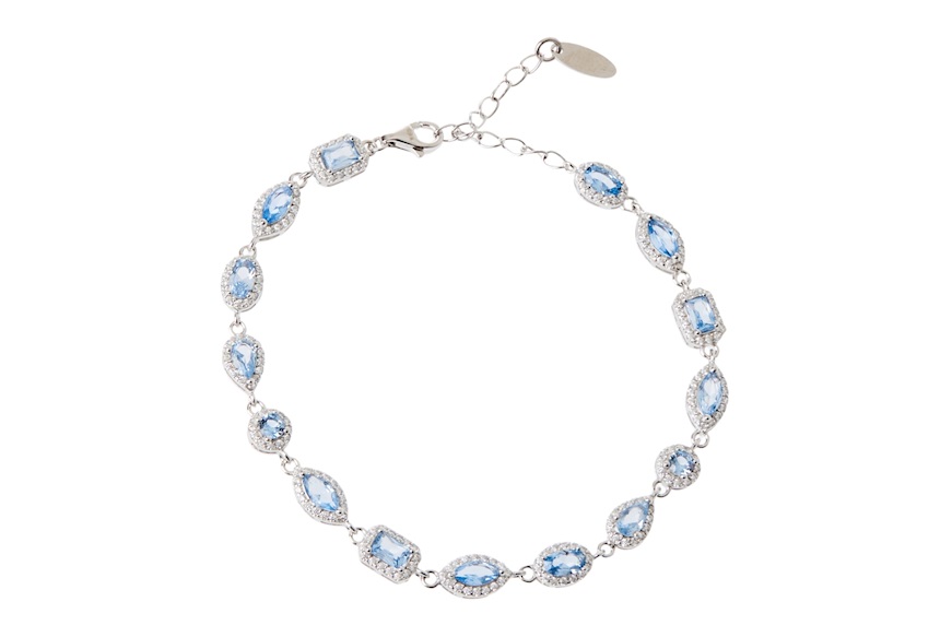 Bracelet silver with aquamarine and white zircons Sovrani