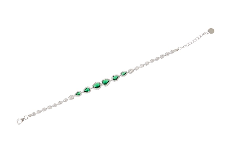 Bracelet silver with green and white zircons Sovrani