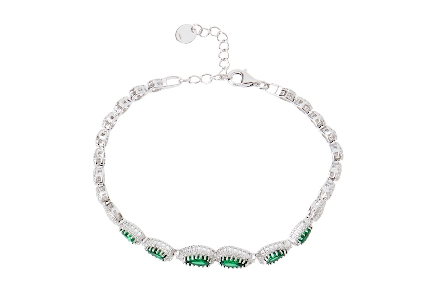 Bracelet silver with green and white zircons Sovrani