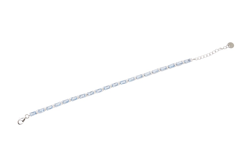Bracelet silver with aquamarine and white zircons Sovrani