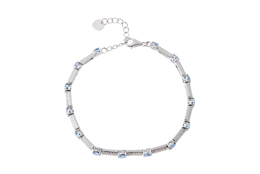 Bracciale argento con zirconi acquamarina e bianchi Sovrani