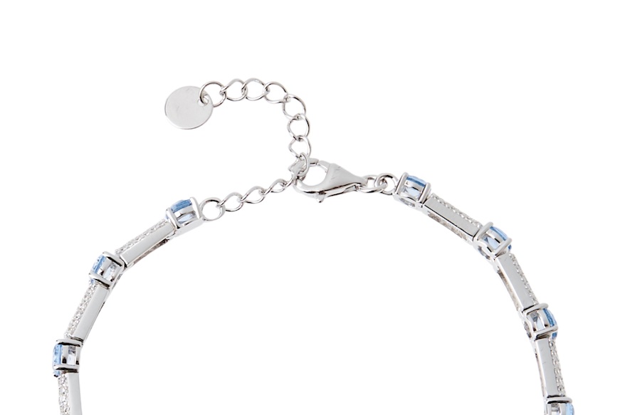 Bracciale argento con zirconi acquamarina e bianchi Sovrani