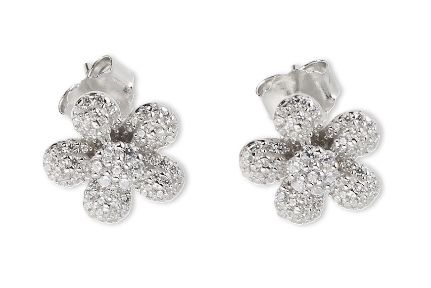 Earrings silver with white zircons Sovrani