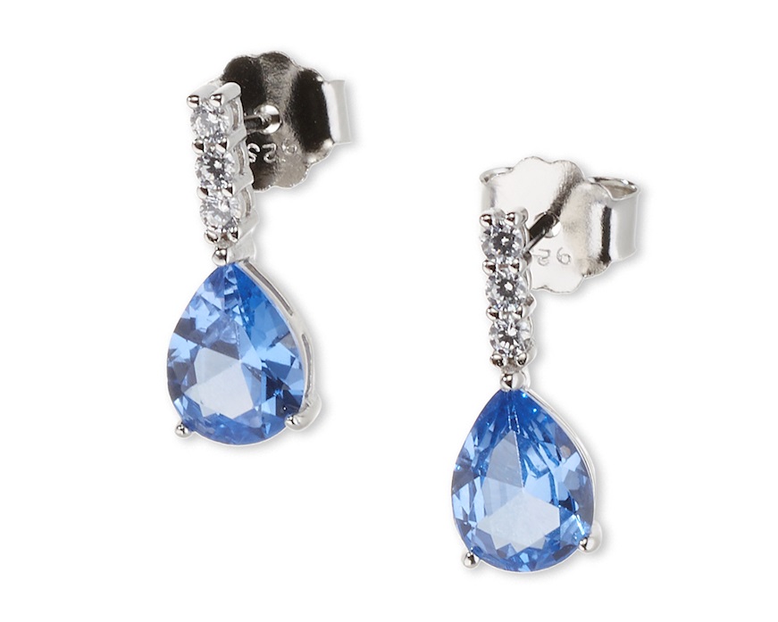 Orecchini argento con zirconi acquamarina e bianchi Sovrani