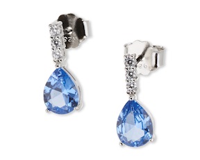 Orecchini argento con zirconi acquamarina e bianchi Sovrani