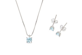 Parure argento con zirconi acquamarina Sovrani