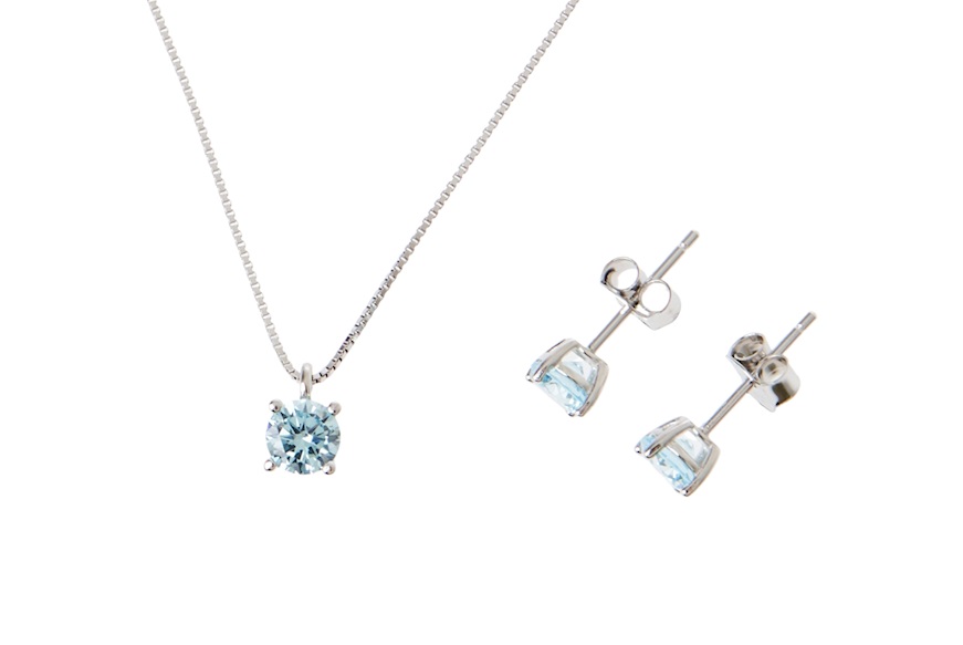 Parure argento con zirconi acquamarina Sovrani