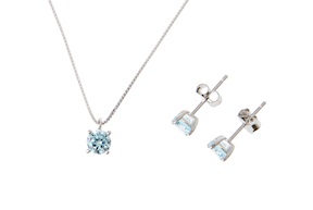 Parure argento con zirconi acquamarina Sovrani