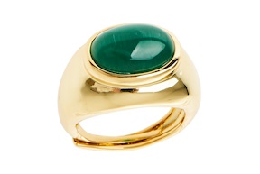 Anello ottone dorato con occhio di gatto verde Sovrani