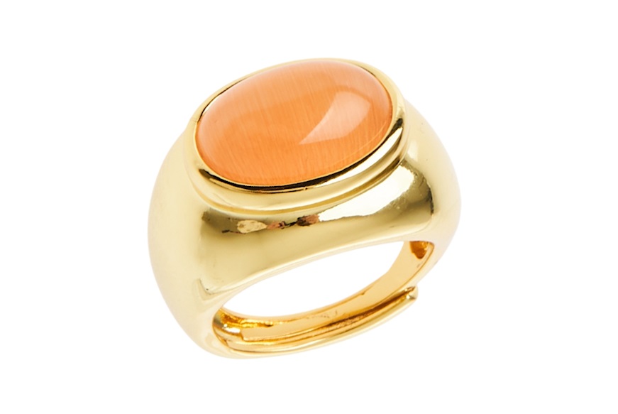 Ring brass gold finish with orange cat's eye Sovrani