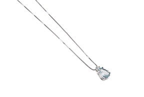 Collana oro 750‰ con acquamarina goccia e diamanti Selezione Zanolli