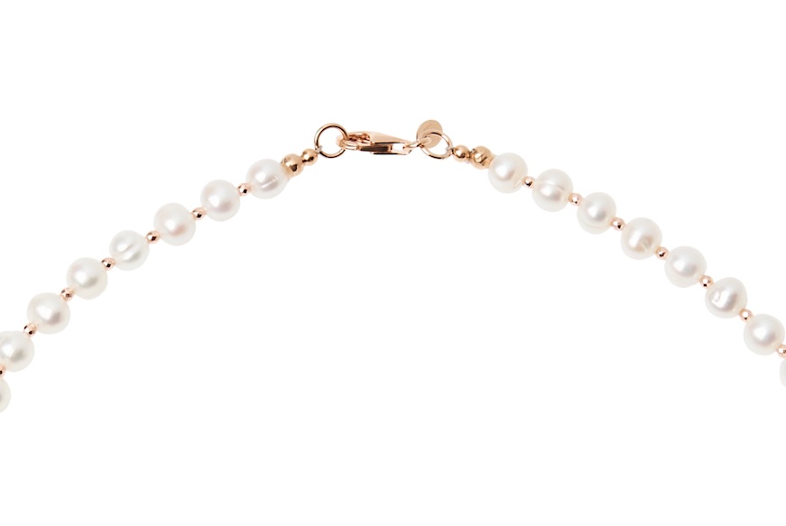 Collana argento rosè perle e quarzi multicolore Luisa della Salda