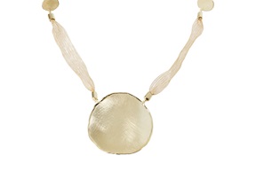 Collana argento dorato con maglia a rete e tondo centrale Selezione Zanolli